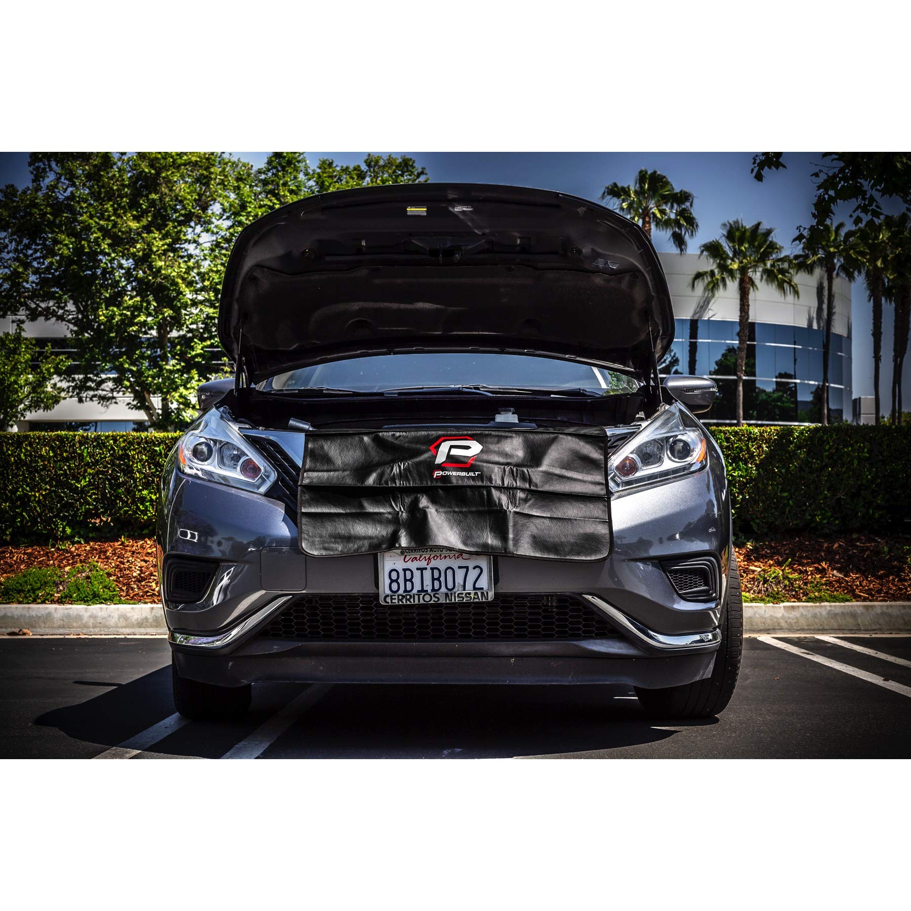 Powerbuilt Durable vinyl exterior with soft inner liner protects fenders during maintenance.