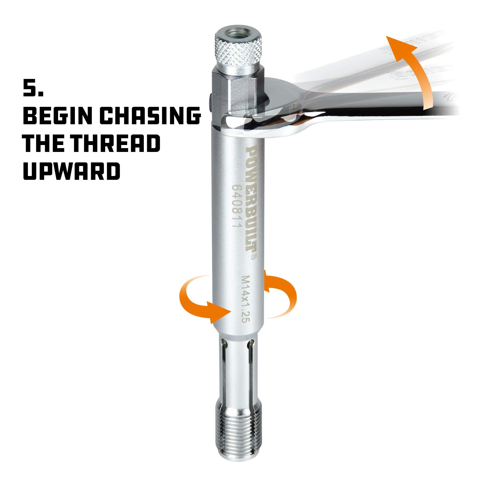Powerbuilt expands threaded area to clean threads during repair