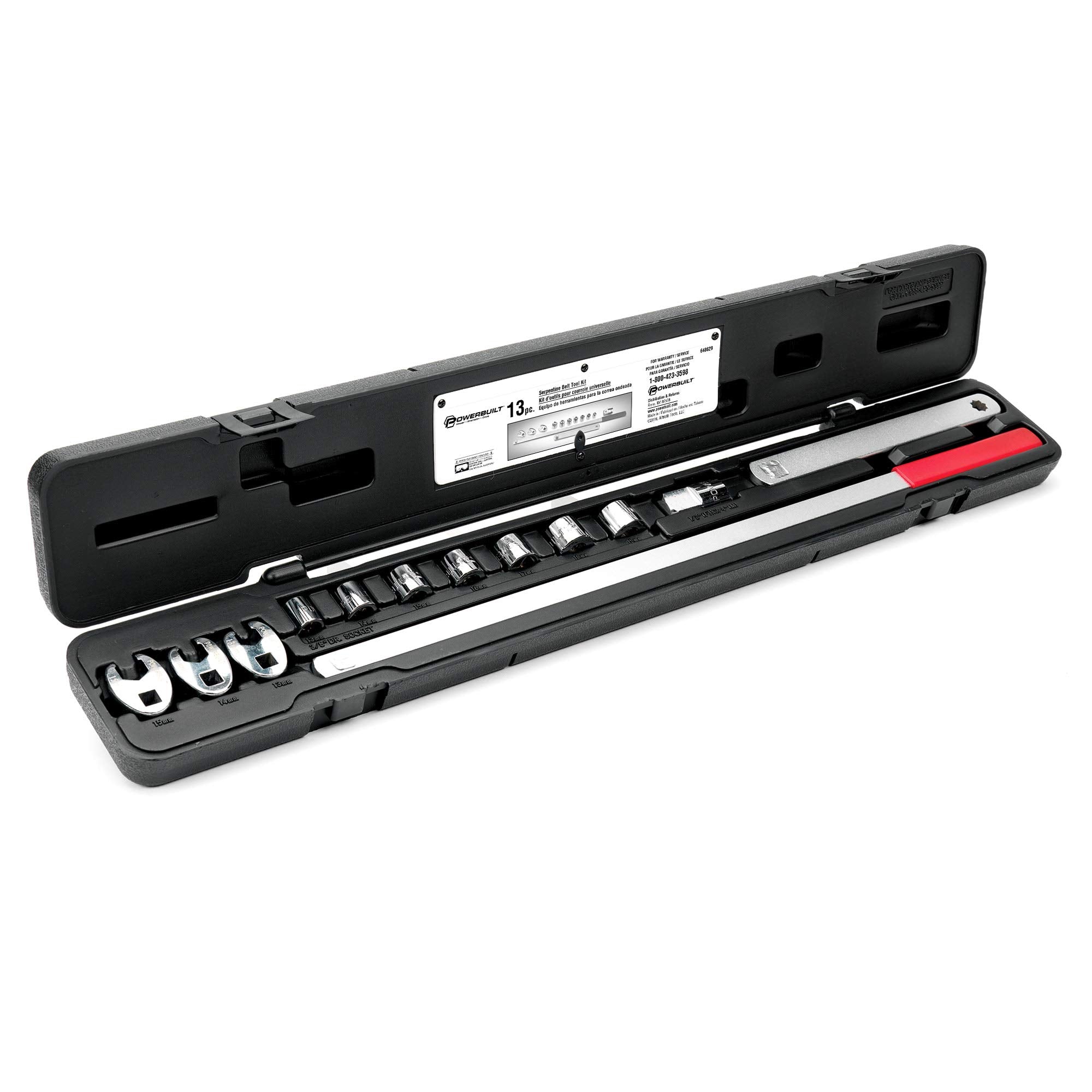 Powerbuilt Serpentine Belt Tool Set case keeps tools organized and protected.