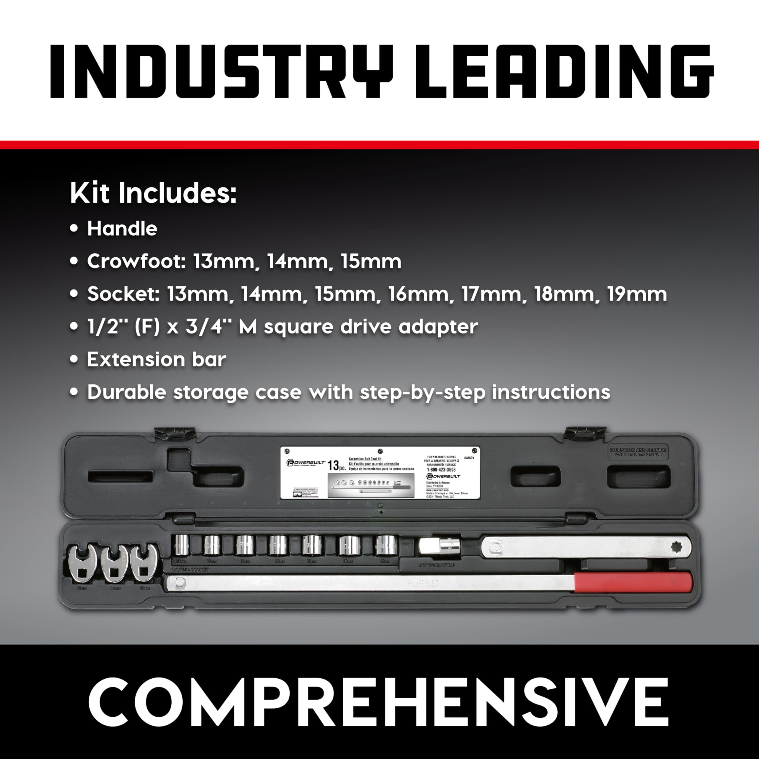 Powerbuilt blow-molded case protects tools during transport.