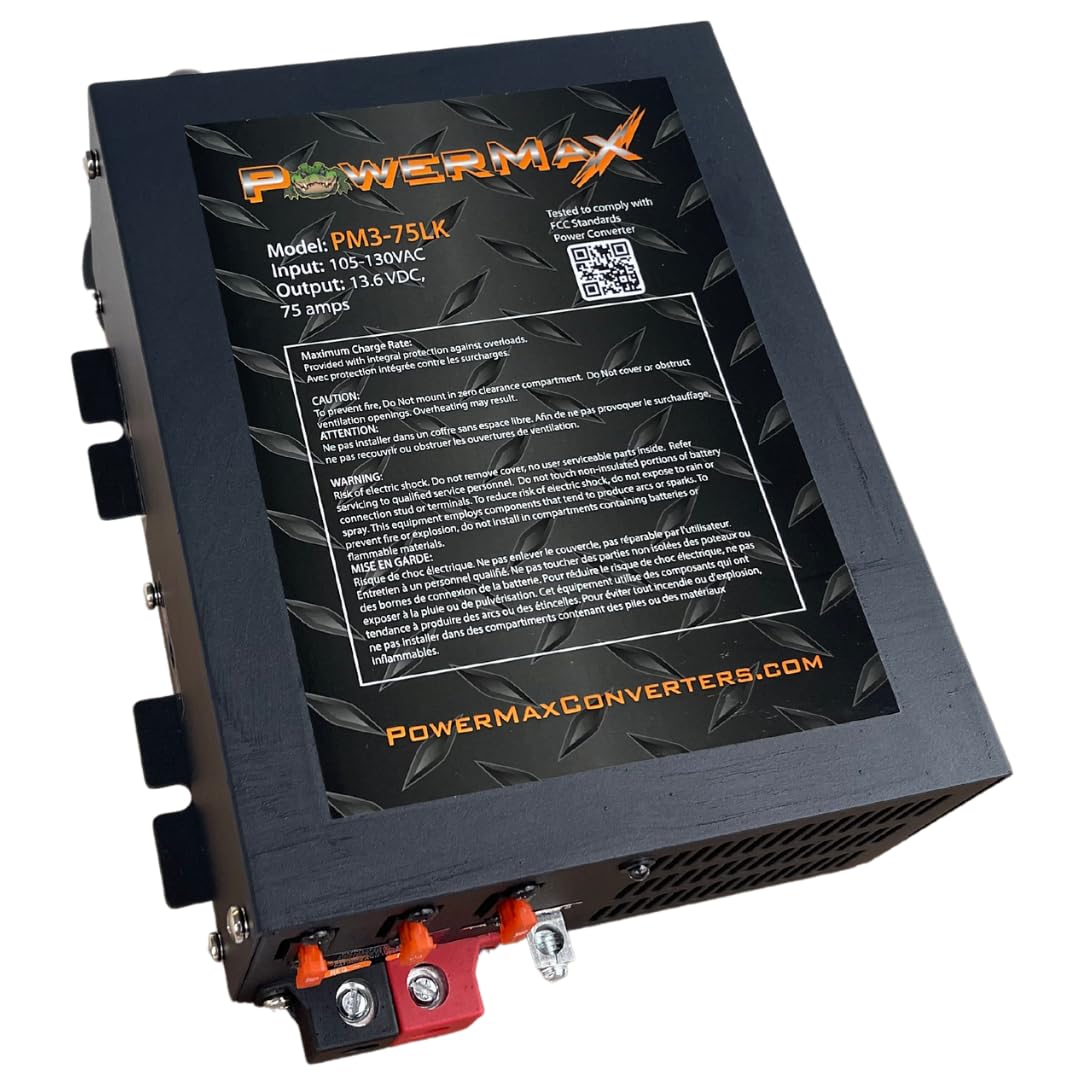 PowerMax PM3-75LK converter front view with clear status indicators for RV power