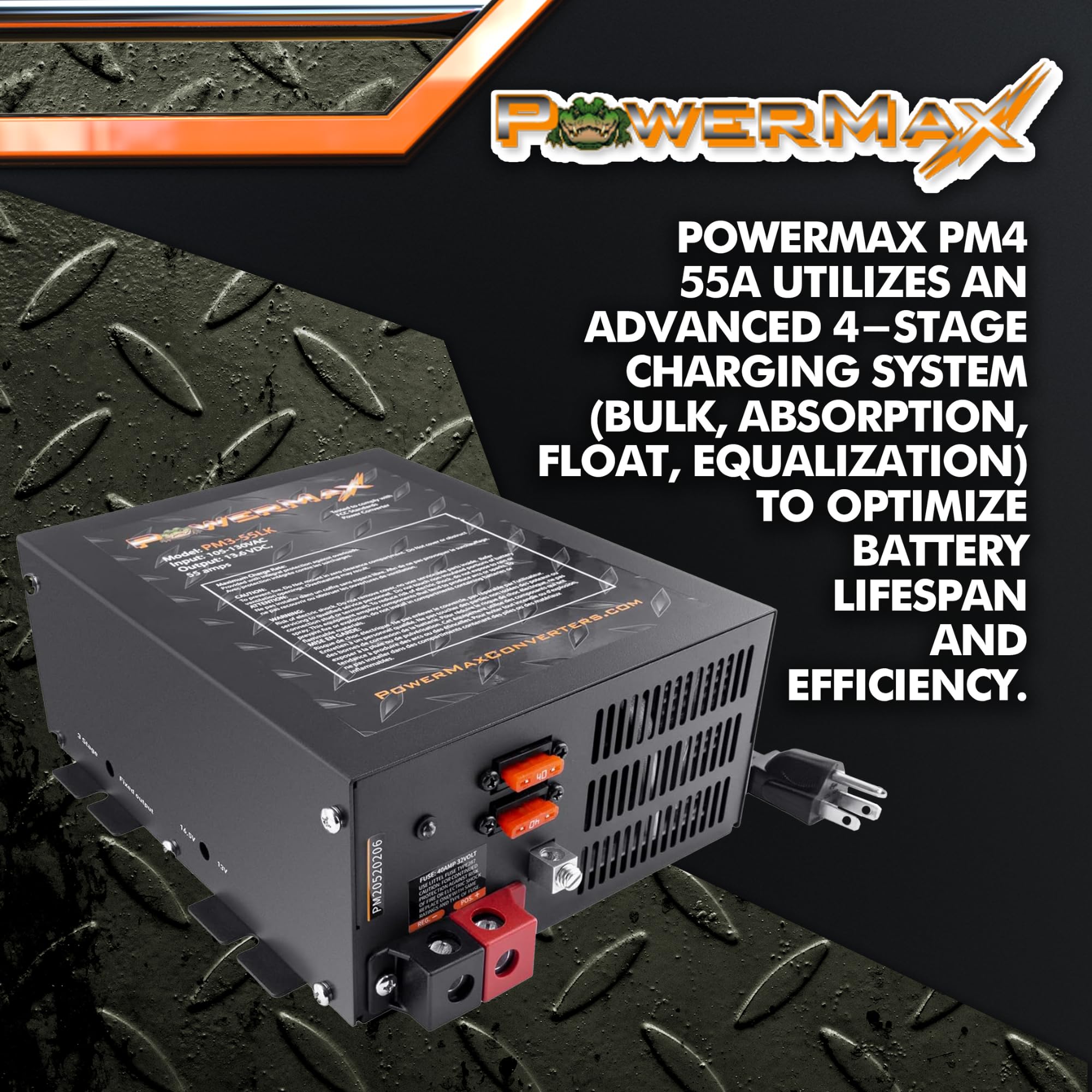 PowerMax PM4 55A DC output with adjustable voltage for lithium charging