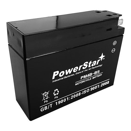 PowerStar UT4B battery front view showing compact fit for Yamaha bikes