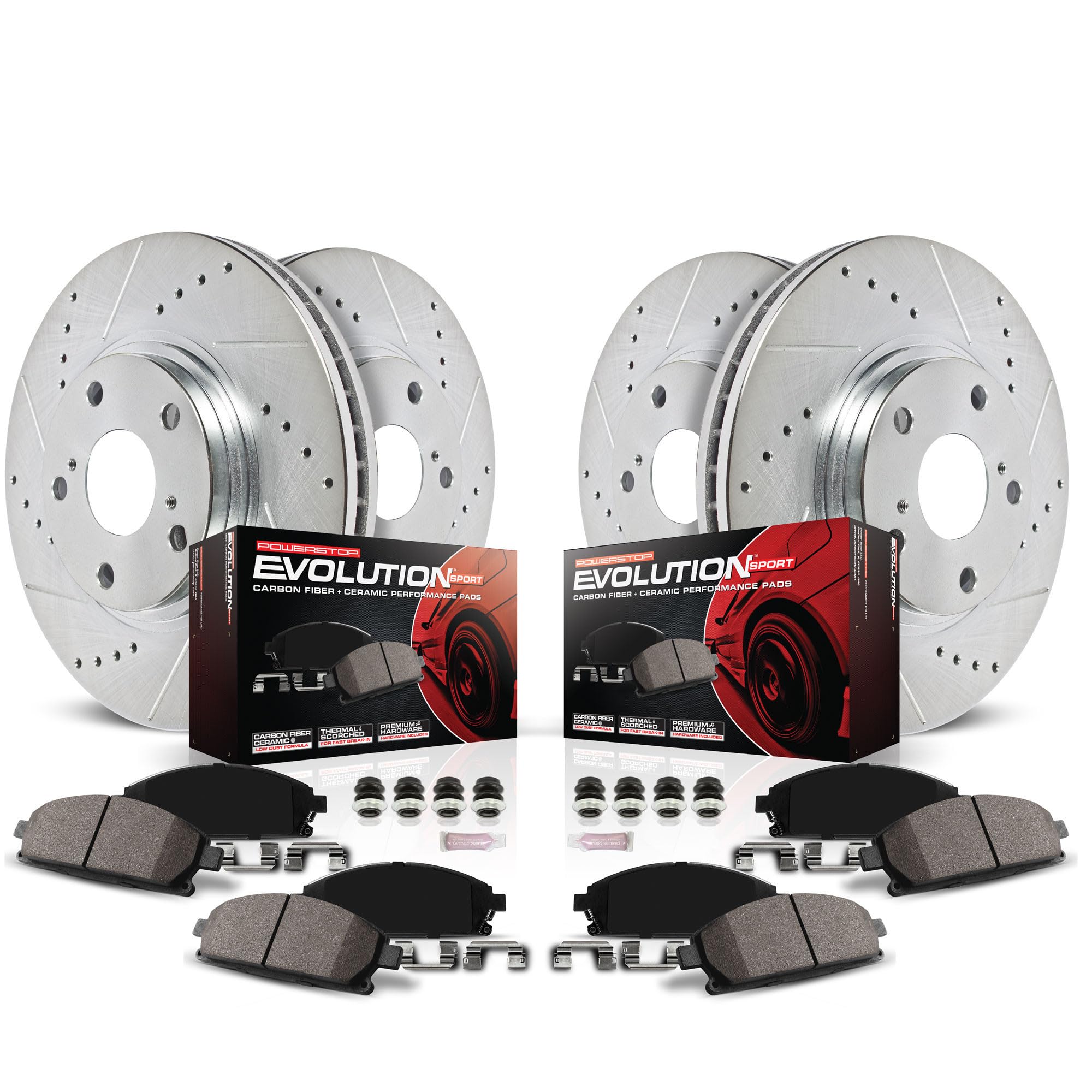 PowerStop front brake pads Z23 ceramic deliver quiet stopping and strong bite