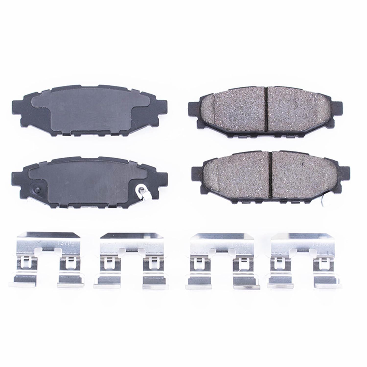 Close-up of installation hardware with PowerStop Z17 ceramic pads