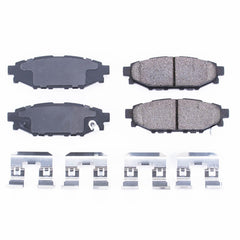 Close-up of installation hardware with PowerStop Z17 ceramic pads
