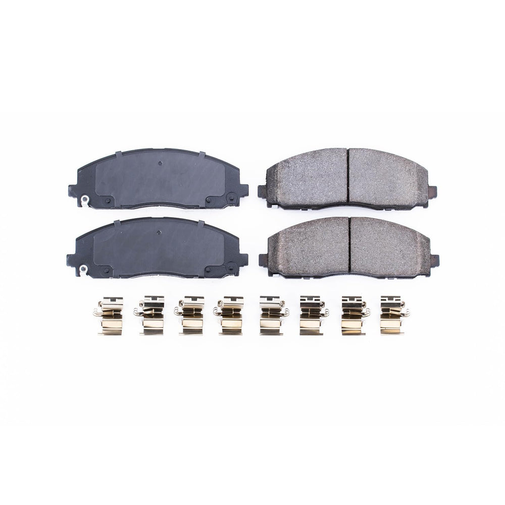 PowerStop Z17 Evolution front brake pads with stainless steel installation hardware