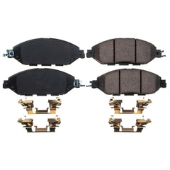 PowerStop Z17 front pads with installation hardware for easy bolt-on fit