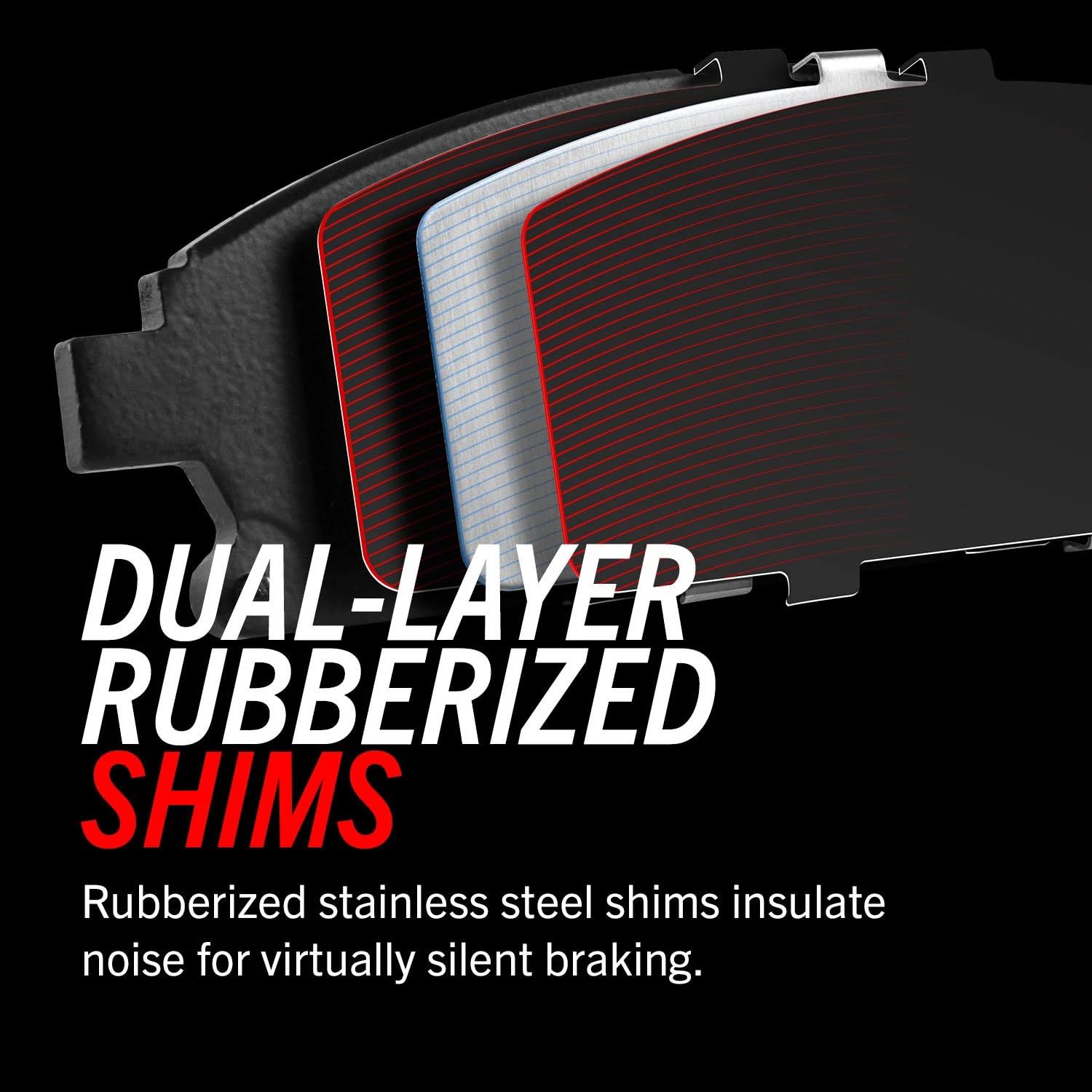 PowerStop Z17 front pad side profile showing low-dust formula.