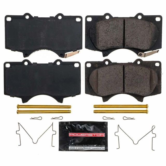 PowerStop Z23 front brake pads installed on a Toyota 4Runner showing bolt-on compatibility.