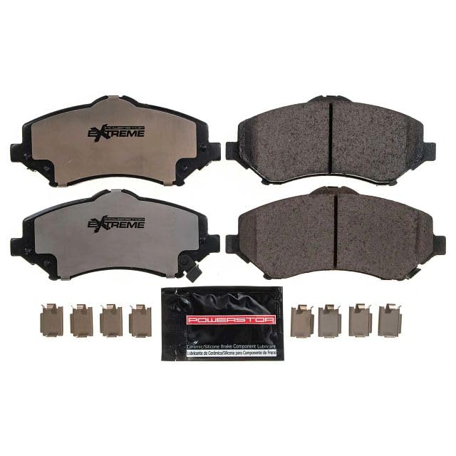 PowerStop Z36 carbon-fiber ceramic pad close-up highlights durability.