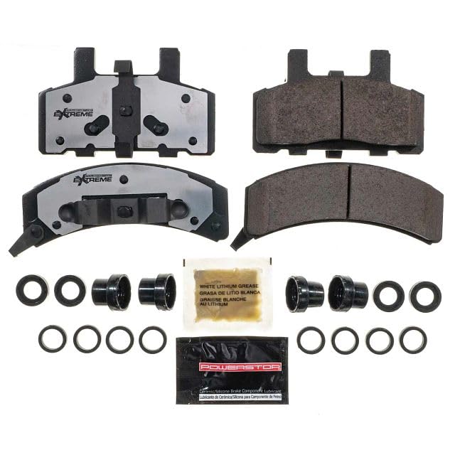 Close-up of PowerStop Z36 carbon-fiber ceramic brake pad material.