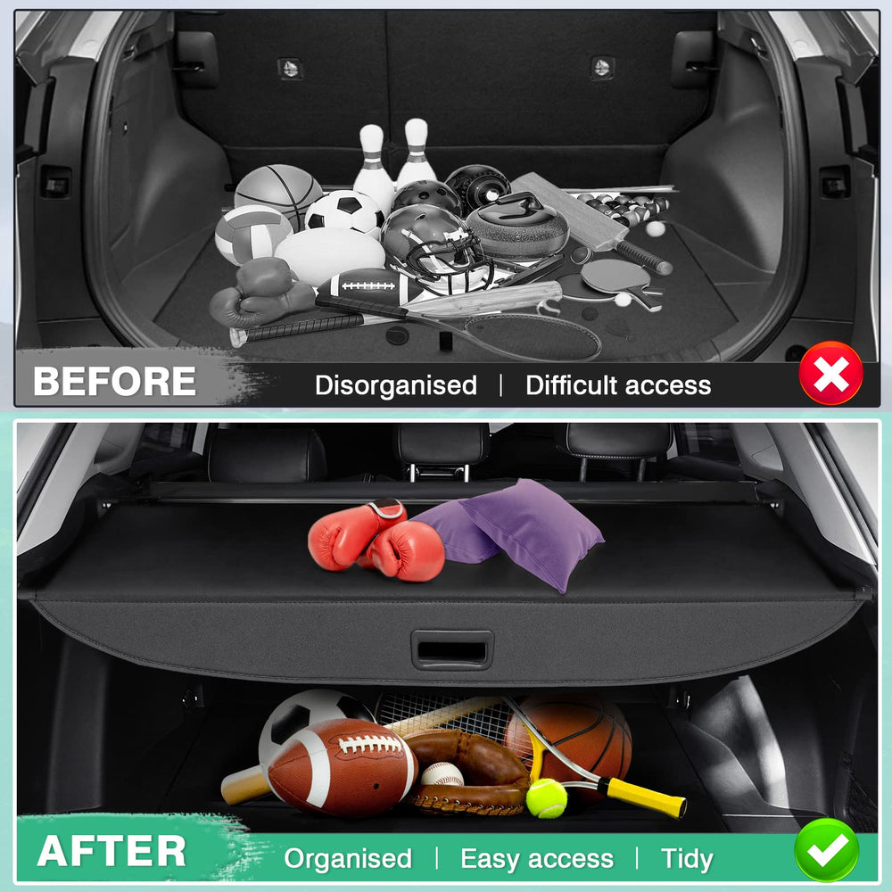 Powerty cargo cover installs easily with a snap-on design.