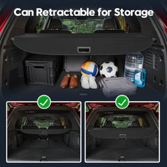 Powerty cargo cover with UV protection helps keep interior cooler.