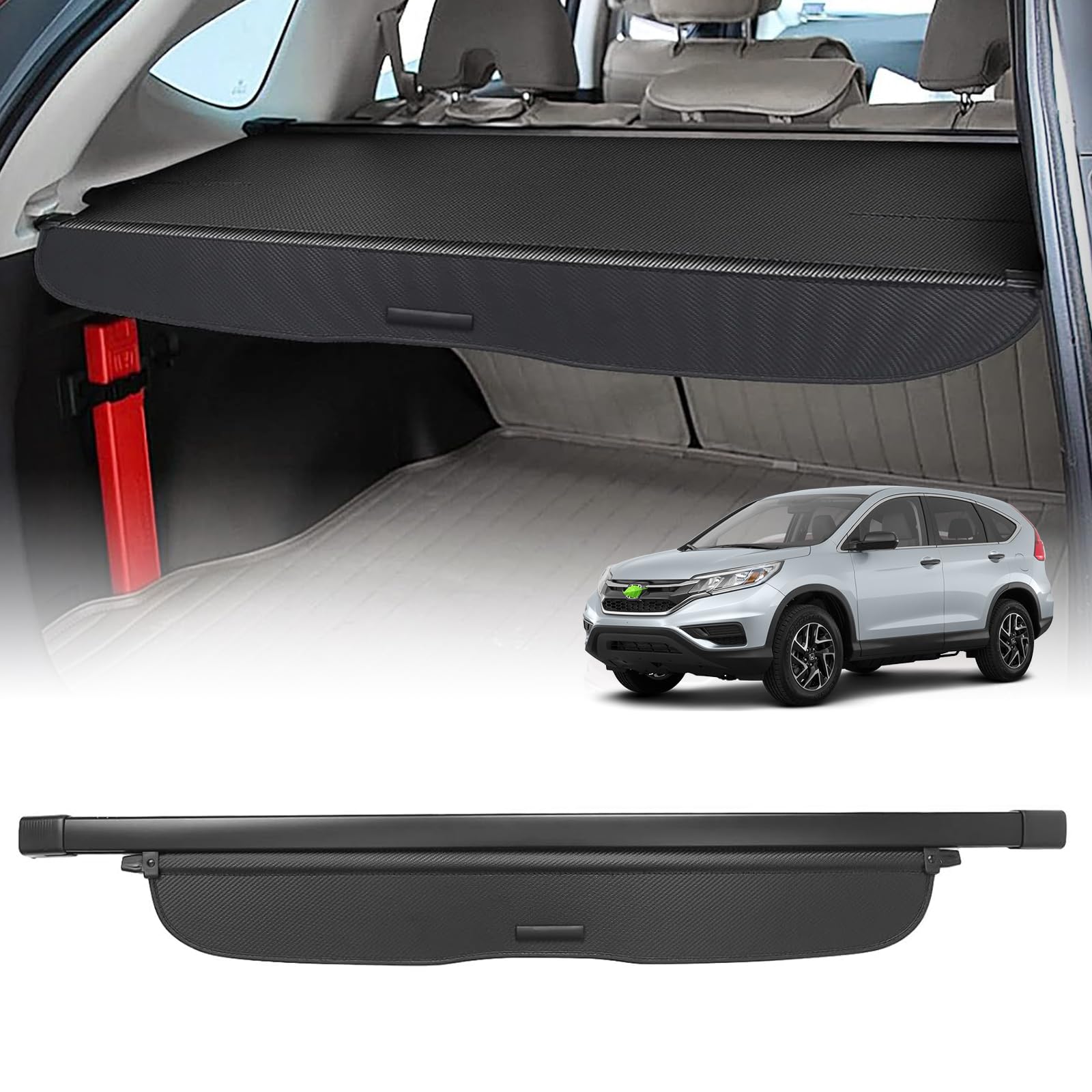 Powerty retractable cargo cover for CR-V in action showing secure hidden storage on the go.