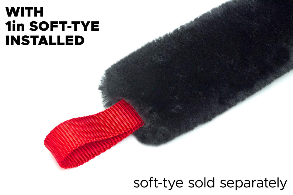 PowerTye Sheeptex soft-tye cover on strap shows snug fit and scratch protection.