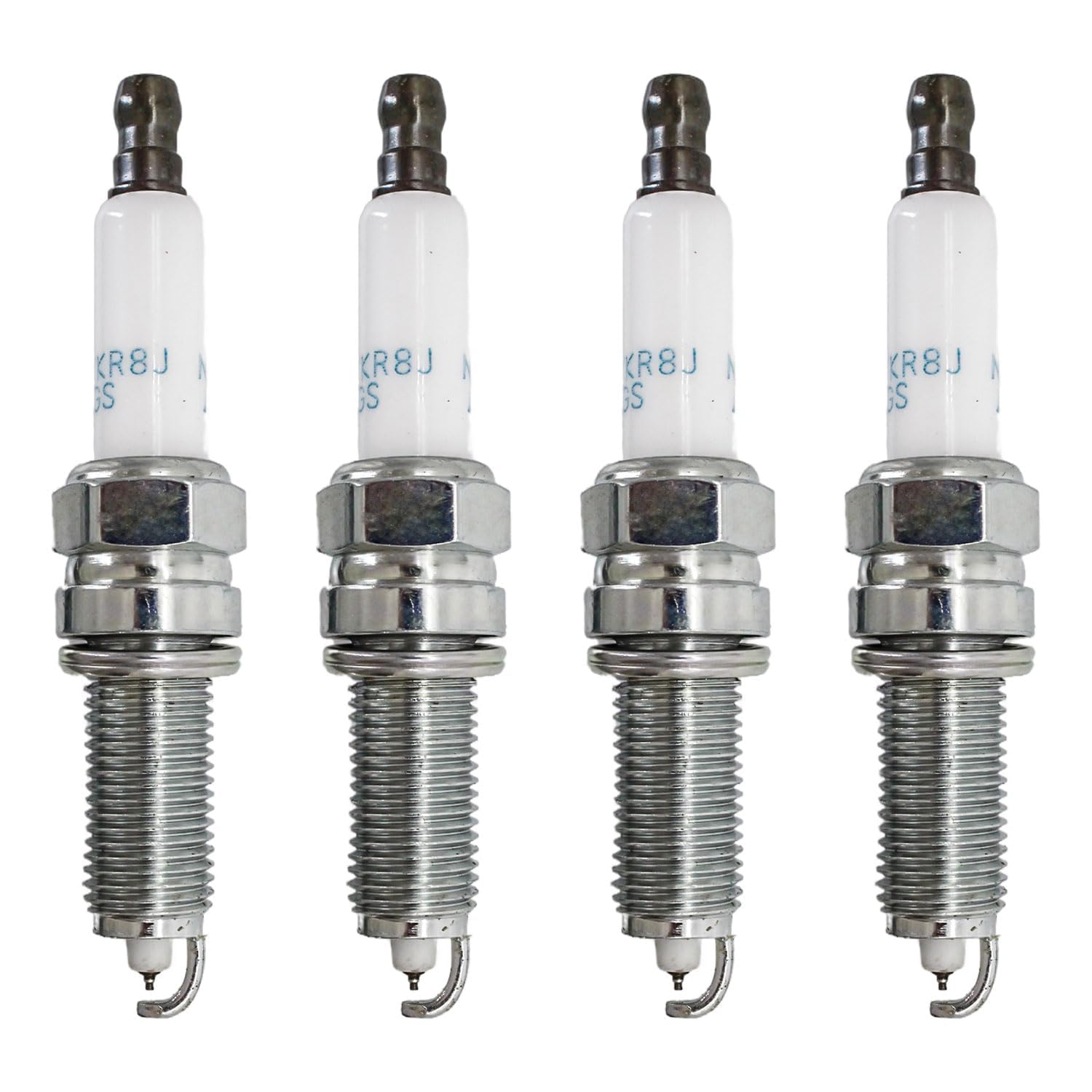 Powkos spark plug set 4-pack for Hyundai Elantra and Kia K5 engines, ready for installation.