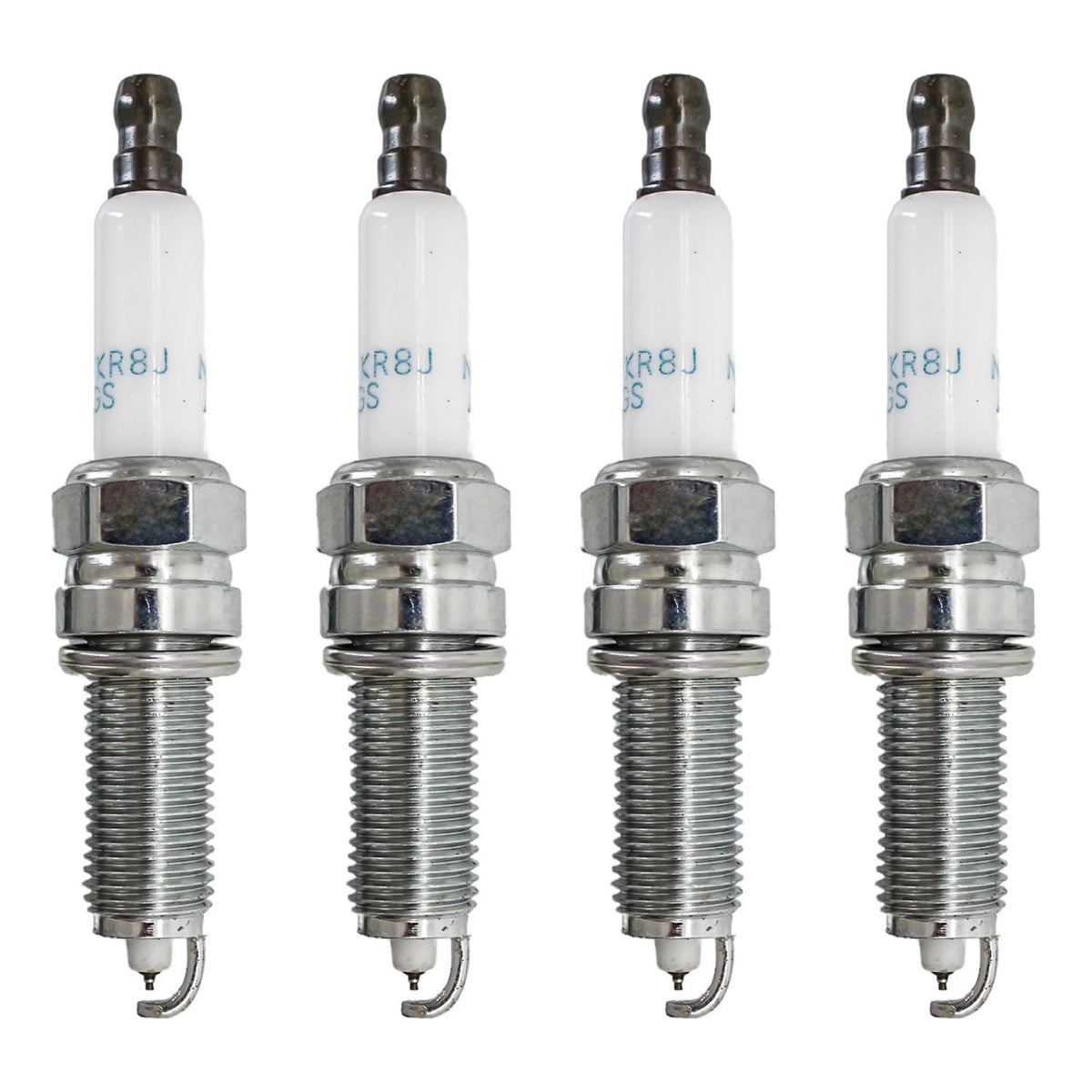 Powkos spark plug set 4-pack for Hyundai Elantra and Kia K5 engines, ready for installation.