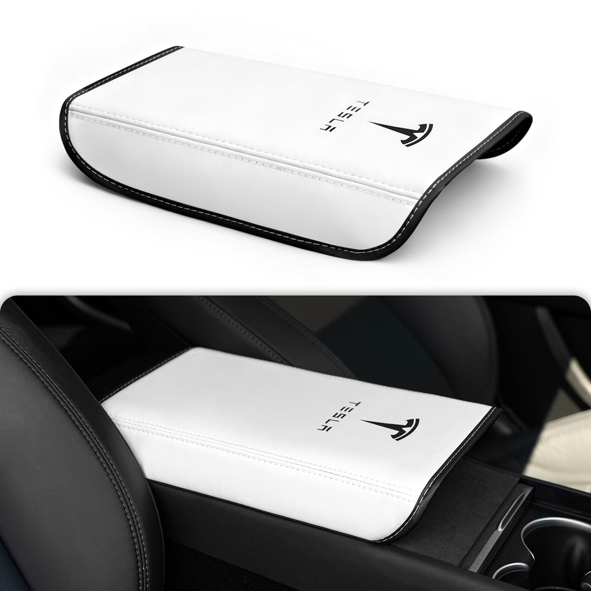 Powlamks center console armrest cover on Model Y and Model 3