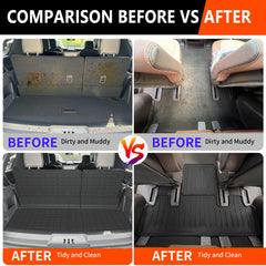 Powoq 3rd-row backrest mat secured by Velcro for quick, stain-resistant coverage.