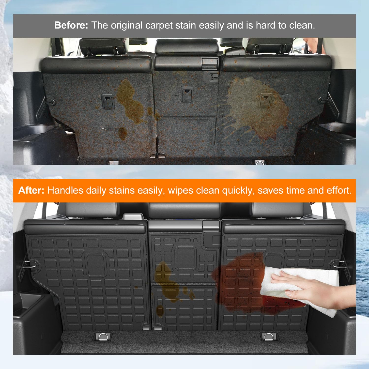 Powoq 4Runner 5-seater fit keeps the trunk organized during trips.