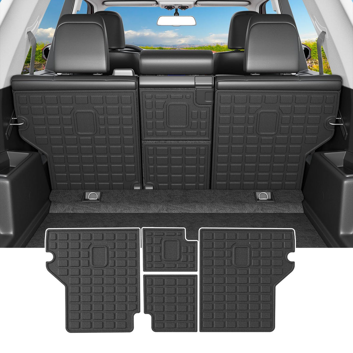Powoq 4Runner cargo mat trunk protects cargo from spills and dirt.
