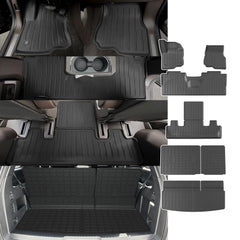 Powoq 7-seat floor mat front view demonstrating precise fit for Ford Expedition interiors.