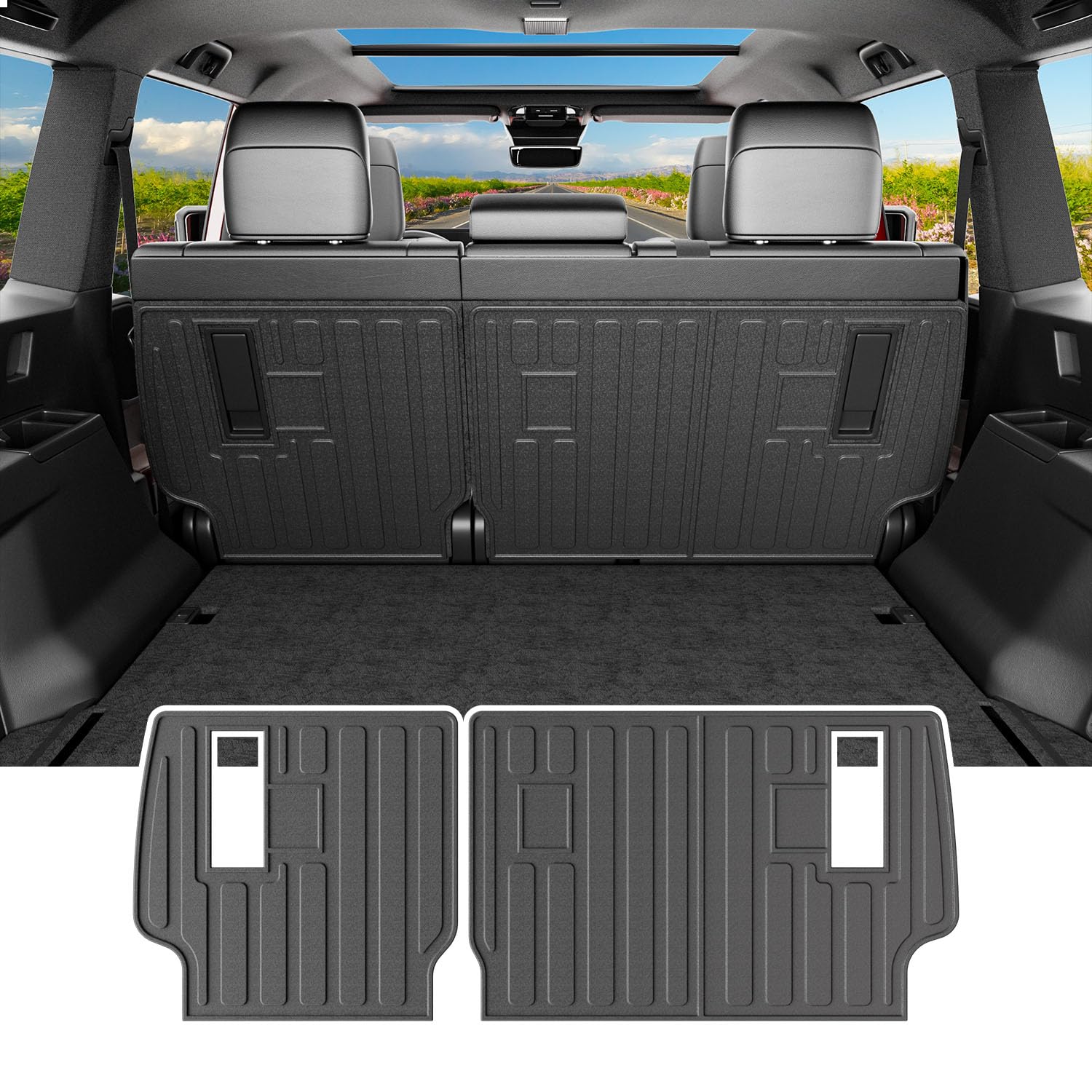 Powoq cargo mat for Toyota Land Cruiser trunk keeps cargo area clean and protected.