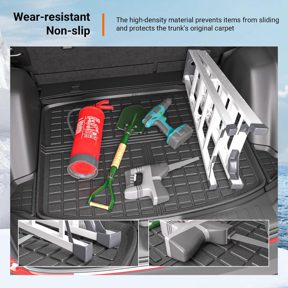Powoq trunk mat folded for compact storage in Honda CR-V trunk.