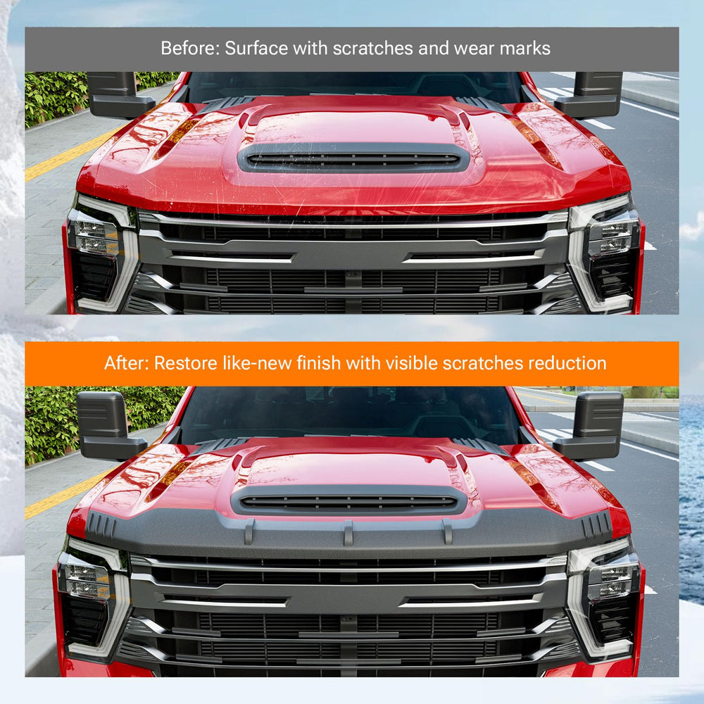 Powoq hood protector installed on Silverado 3500HD for engine protection
