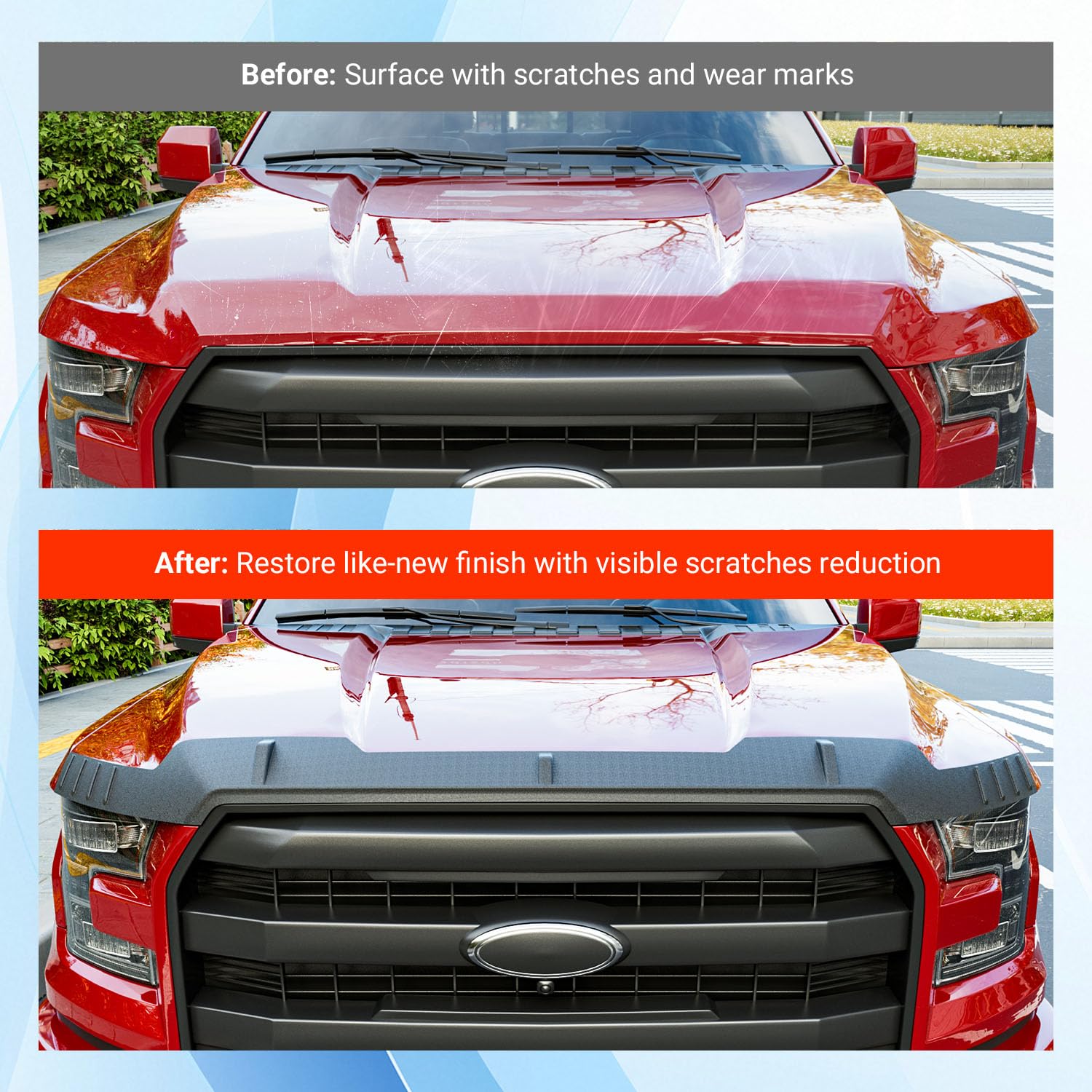 Powoq hood protector close-up reveals durable TPE texture resisting wear and sun exposure.