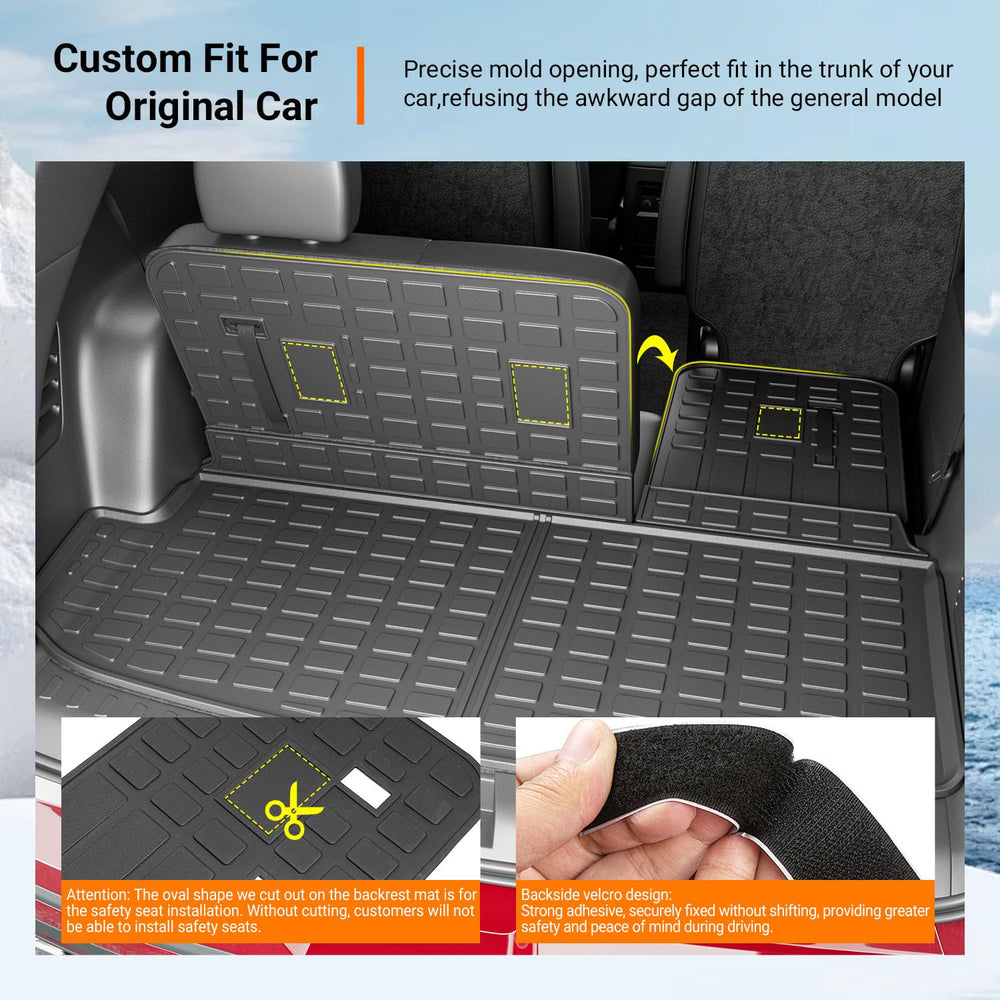 Powoq backrest mat with Velcro attachment secures rear seat protection.