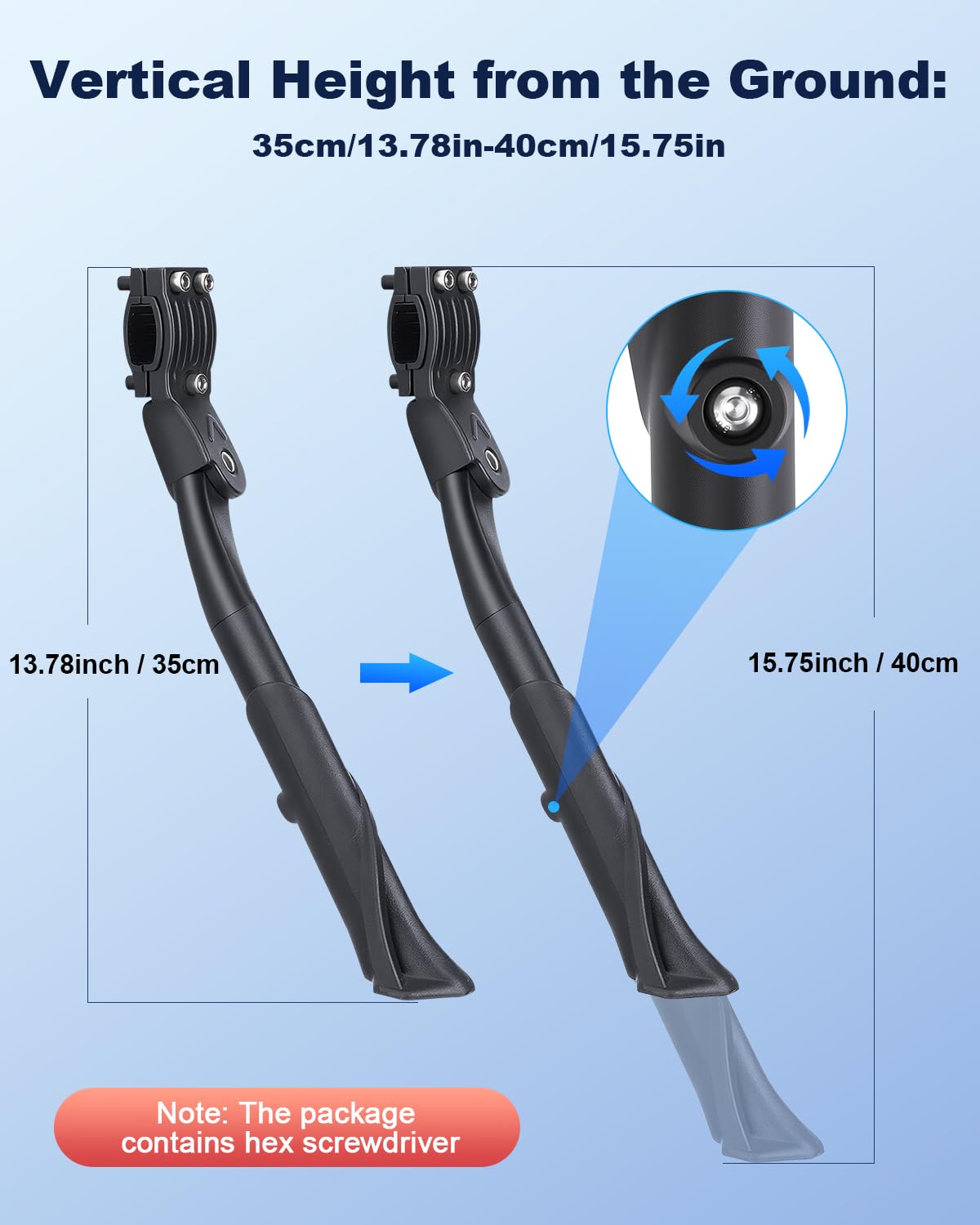 POWVINE bike kickstand anti-slip foot pad provides secure stand on varied surfaces.