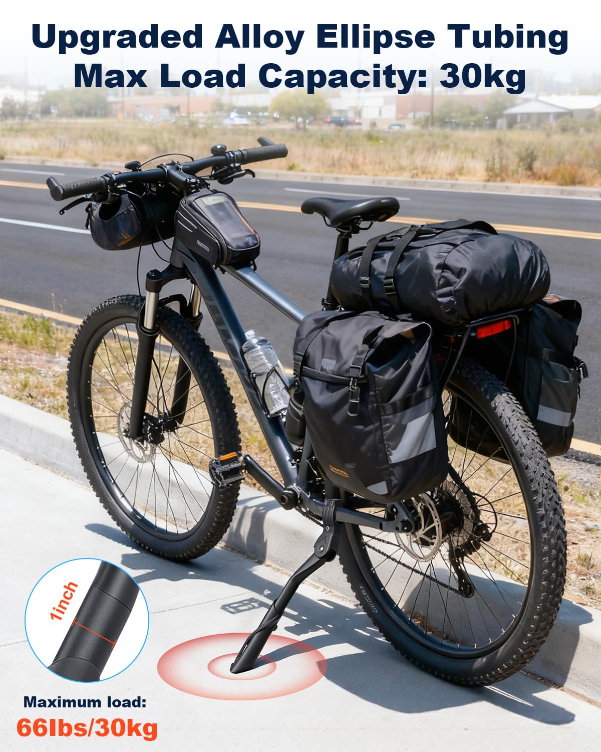 POWVINE bike kickstand hex socket security screws prevent loosening during rides.