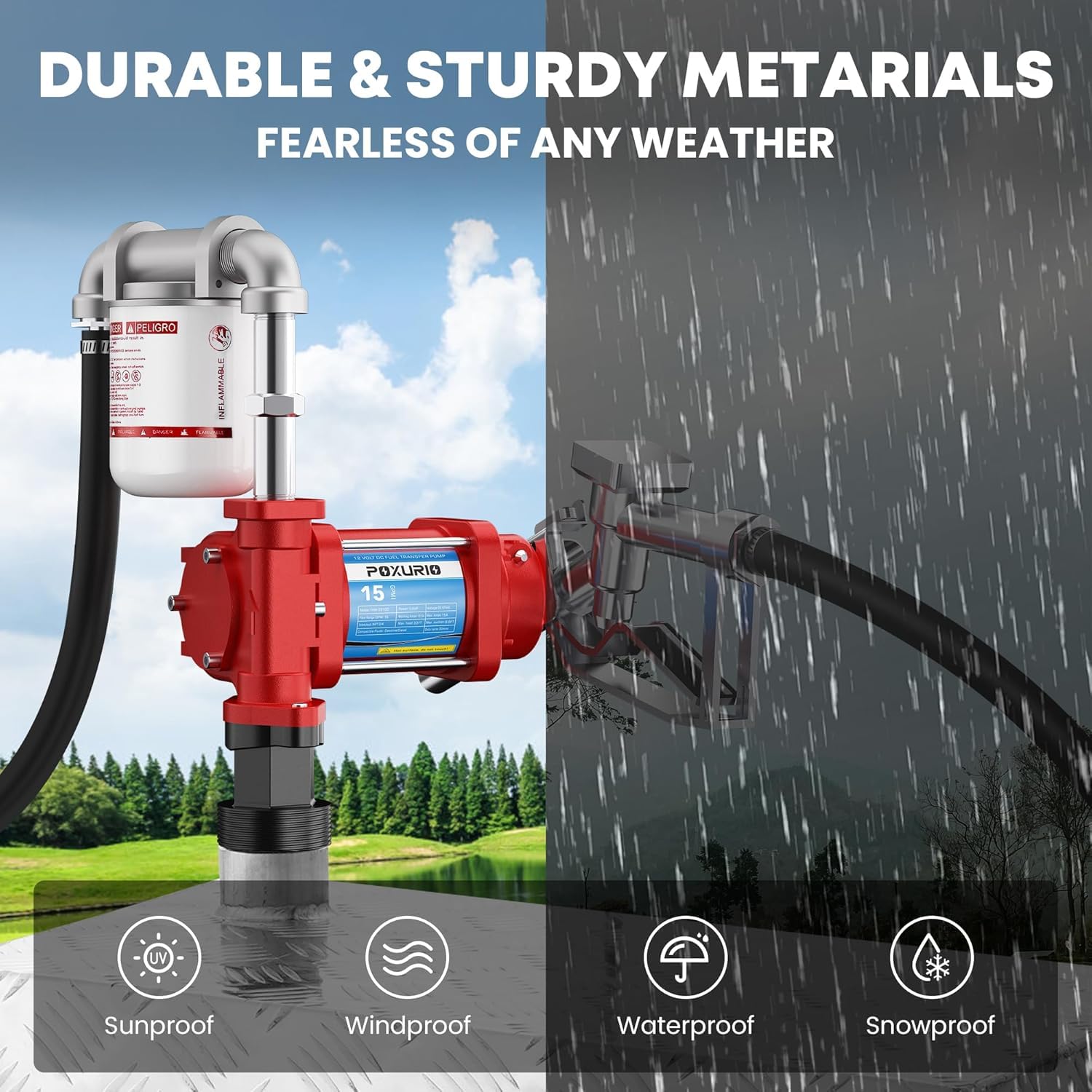 POXURIO pump comes with grounding wire for safer operation on site.