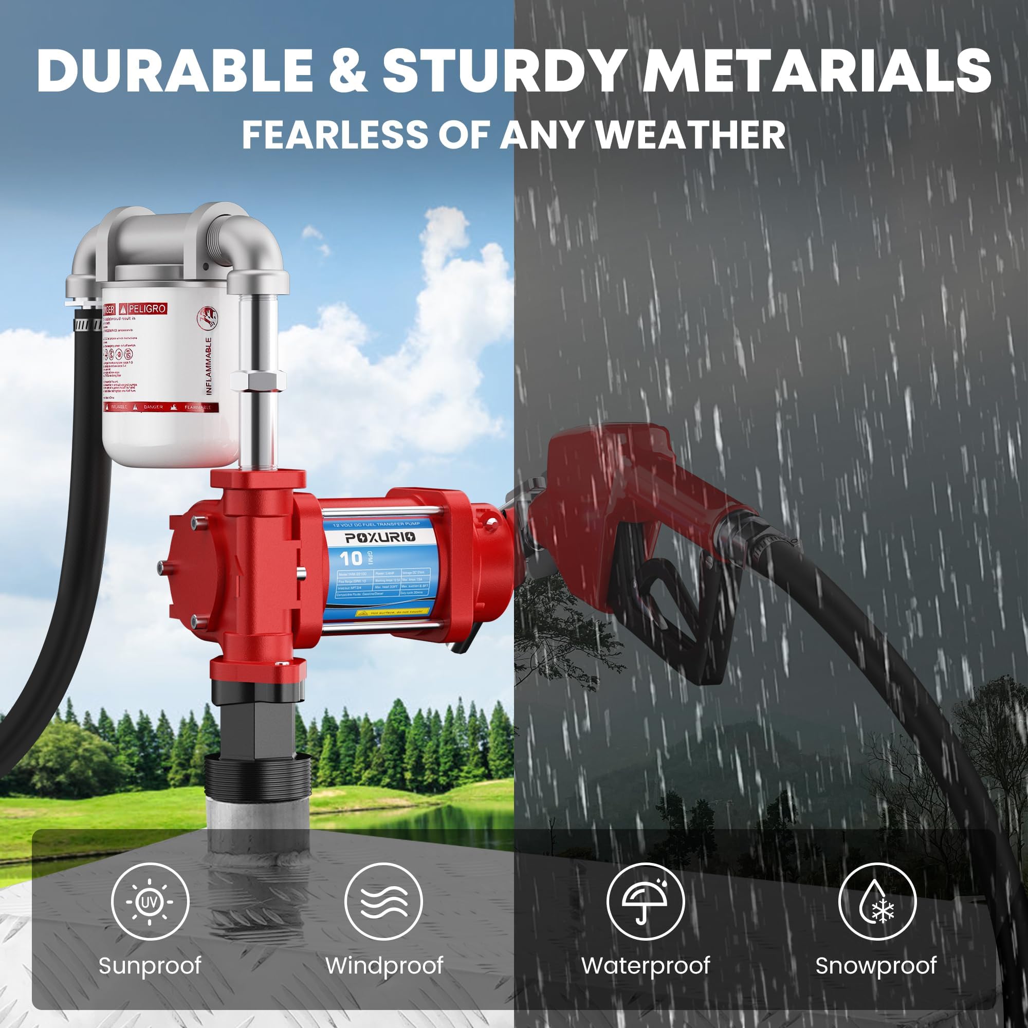 POXURIO Replaceable filters help keep fuel clean during transfers