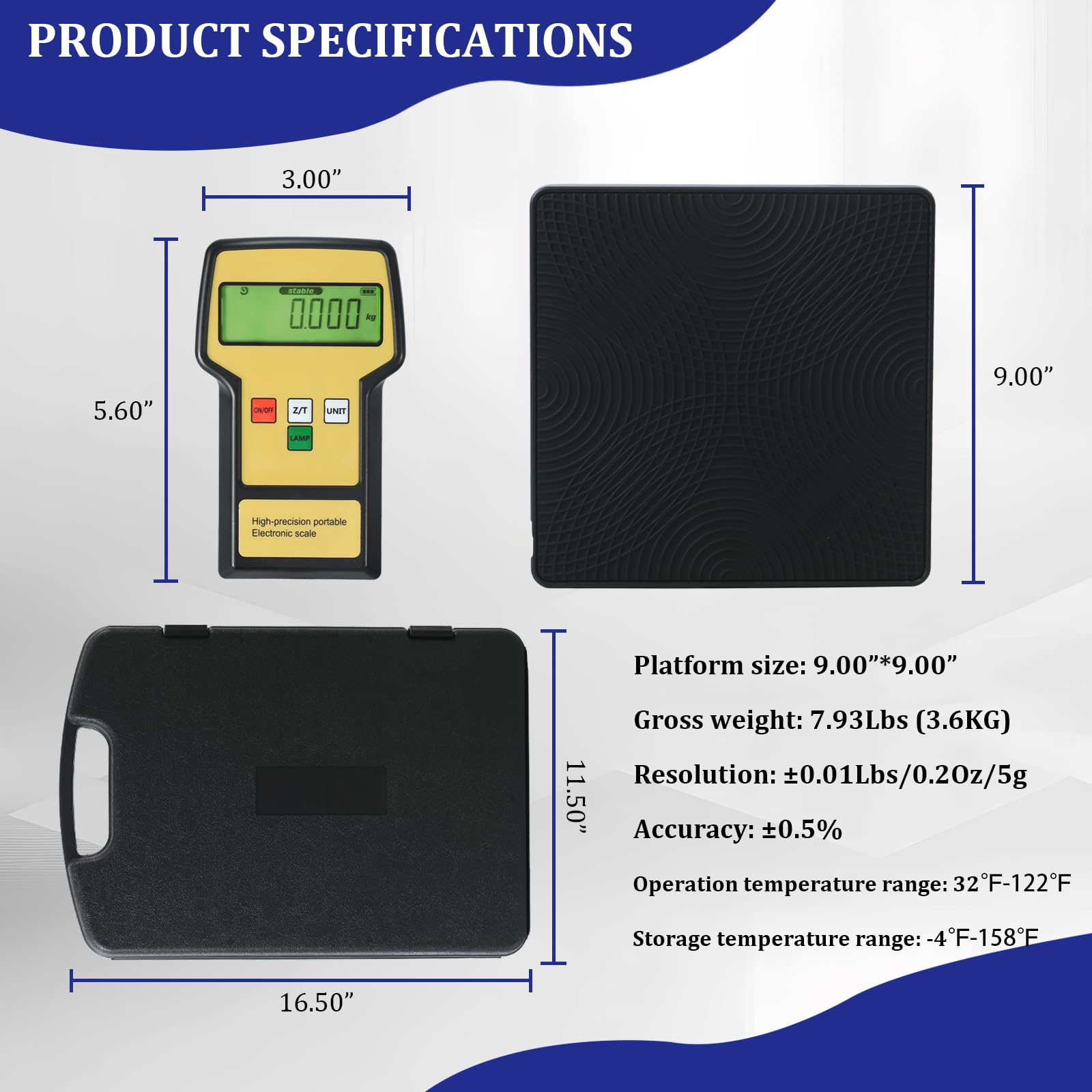 P PBAUTOS digital refrigerant scale with LCD backlit display for quick checks.