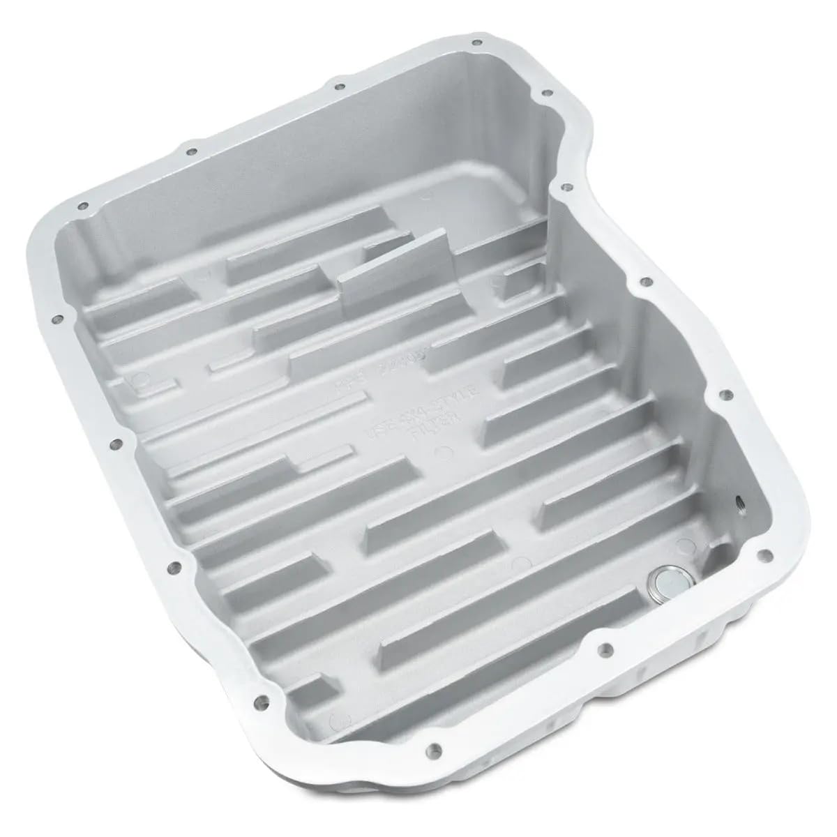 PPE heavy duty transmission pan brushed, internal heat sinks visible for heat management