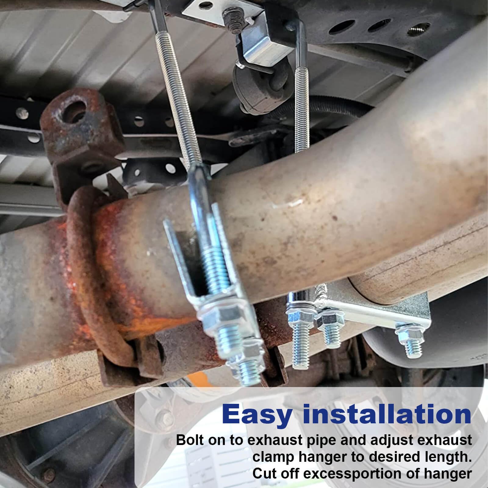 Ppizkk 3in exhaust clamp-hanger, adjustable hook for tight spaces.
