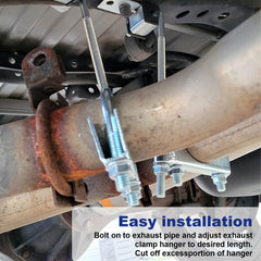 Ppizkk 3in exhaust clamp-hanger, adjustable hook for tight spaces.
