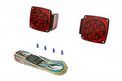 PPPI Auto 12V square LED trailer tail light kit; durable waterproof design for trailers.