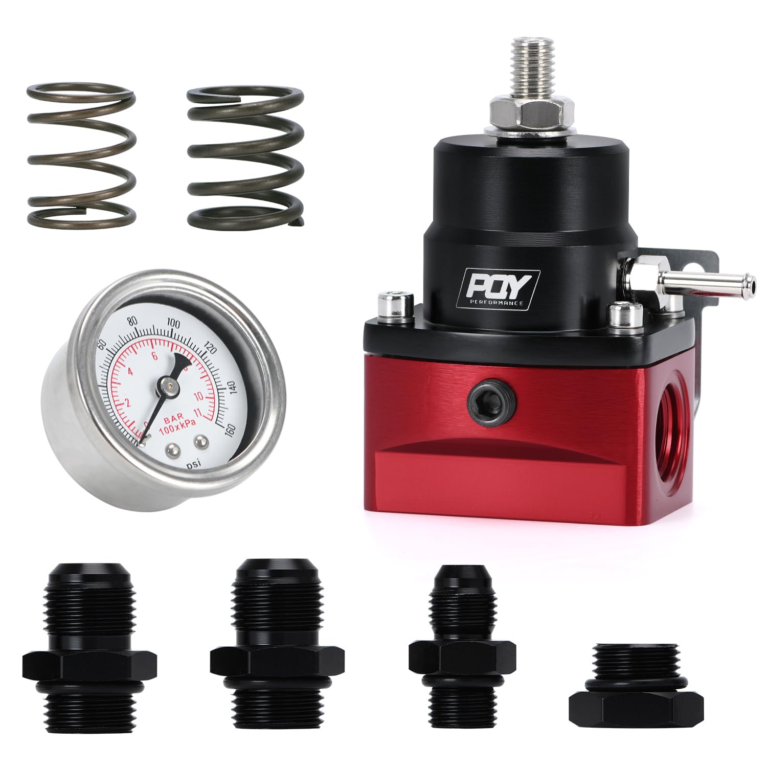 PQY adjustable EFI regulator with AN8 feed and AN6 return for precise tuning.