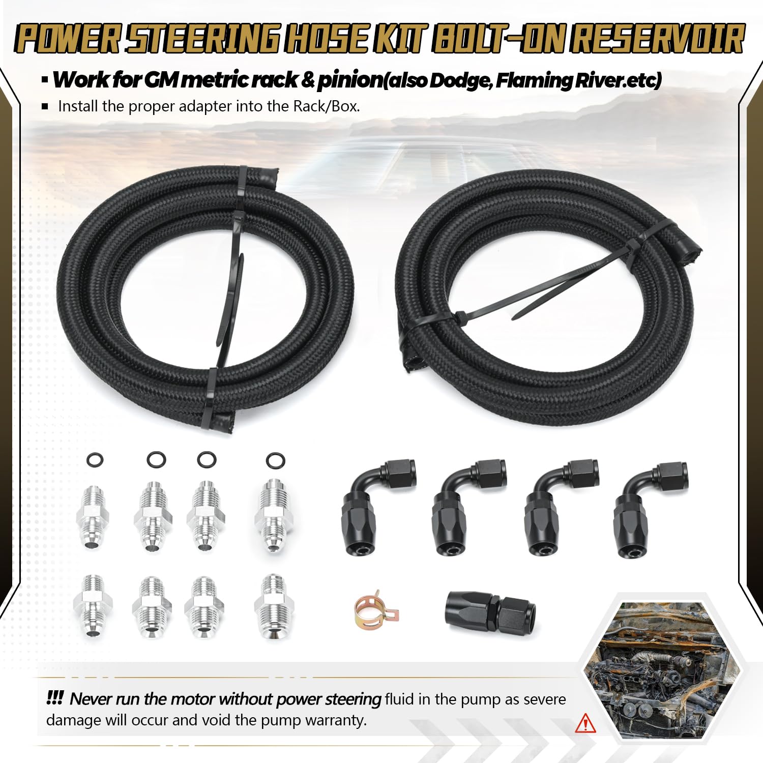 PQY AN6 6AN straight end provides secure hose connections.