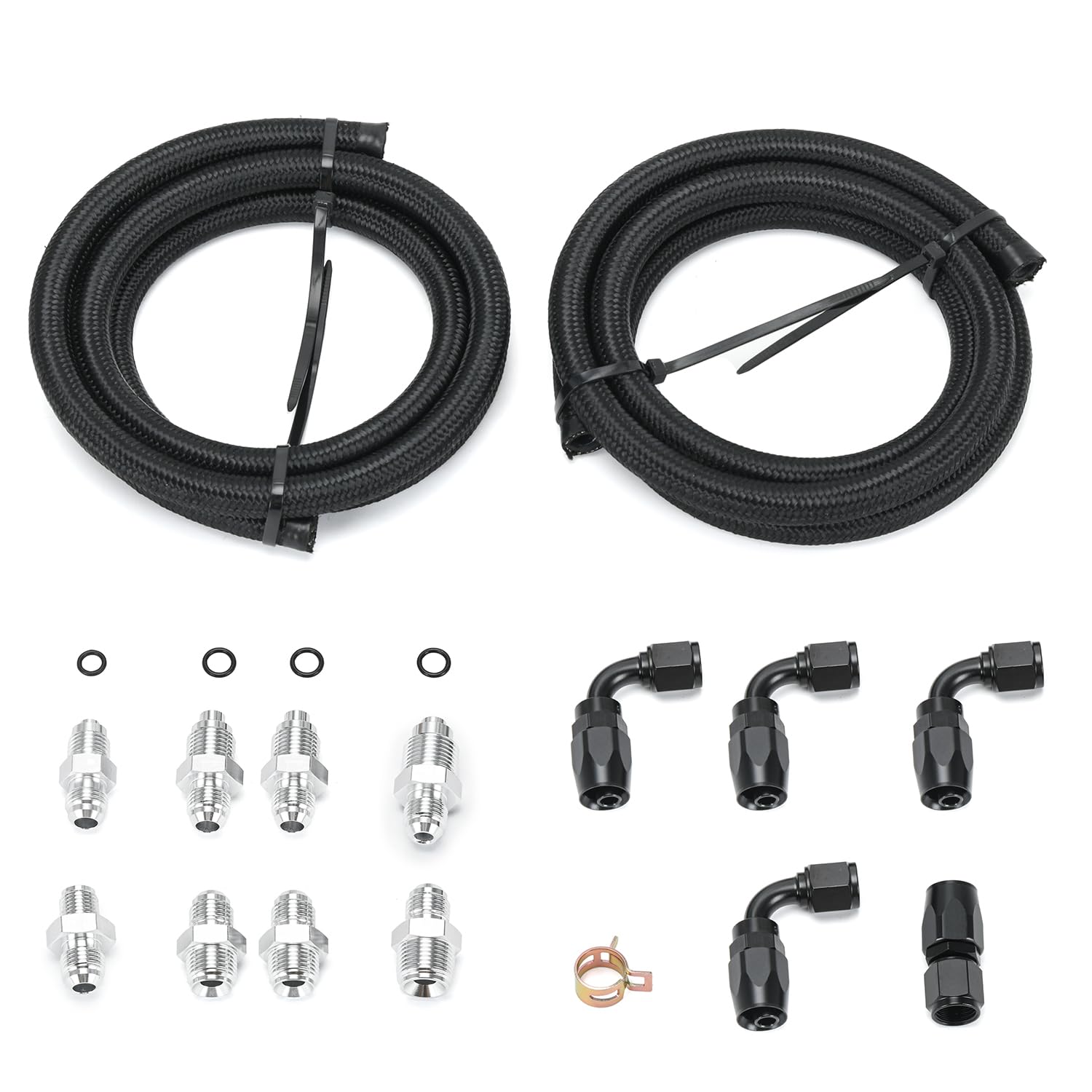 PQY AN6 hose kit assembly for LS swap steering routing.