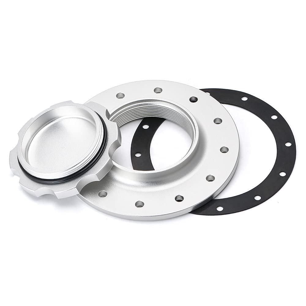 PQY billet aluminum cap top view showing easy-fill design for quick fueling