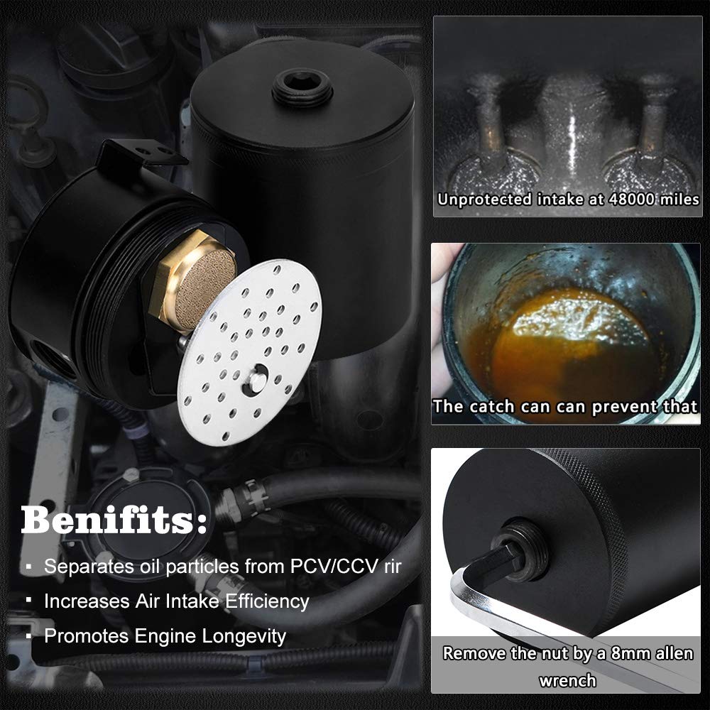 PQY compact oil catch can in engine bay for easy maintenance.