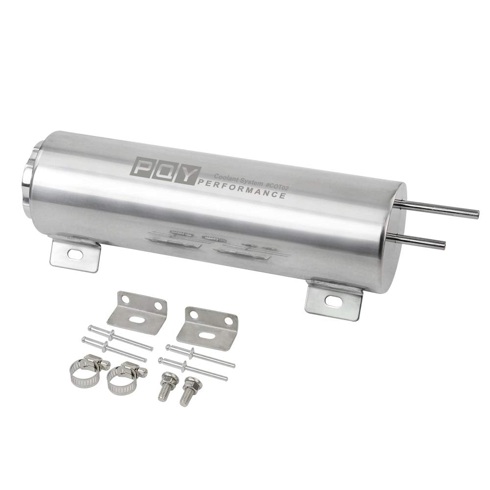 PQY radiator overflow tank polished stainless steel, durable 3x10 inch focus.