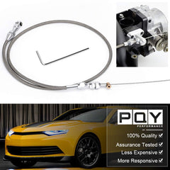 PQY braided stainless throttle cable close-up detail highlights robustness