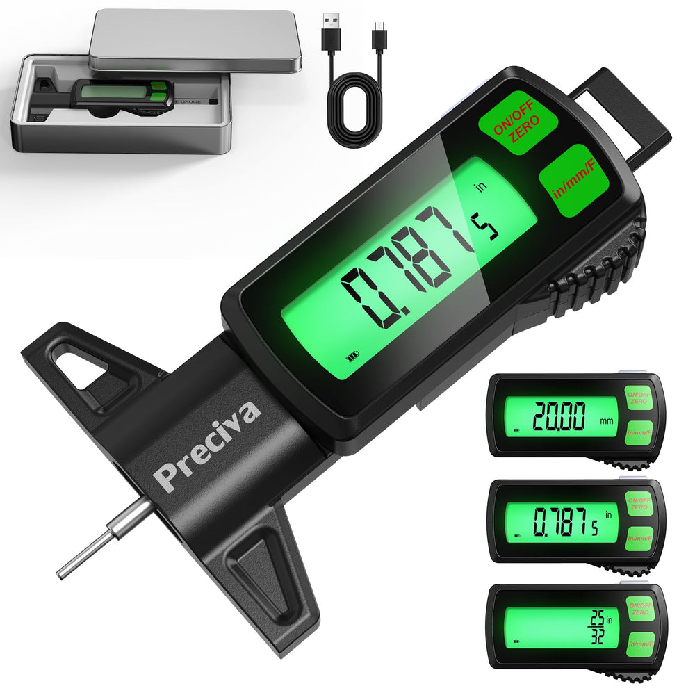 Preciva touchscreen display for quick, accurate tire tread readings.