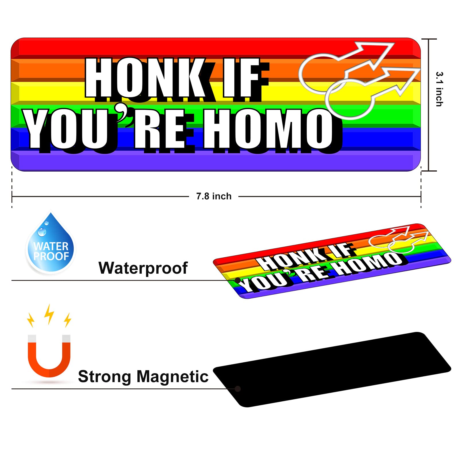 PREJOY Rainbow pride bumper magnet on car adds playful style